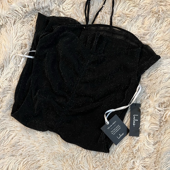 NWT Lulu’s Talk of the Party Black Ruched Bodycon Mini Dress - Picture 5 of 8